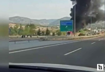 Kızılcahamam'da seyir halindeki yolcu otobüsü alev aldı