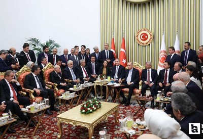 Cumhurbaşkanı Erdoğan, TBMM'de parti liderleriyle bir araya geldi