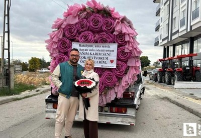 Karısına çekiciyle dev buket gönderen Ankaralı koca suçunu açıkladı!