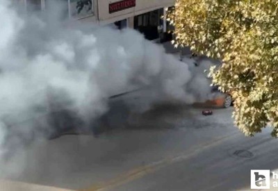 Mamak'ta seyir halindeki taksi alev aldı!