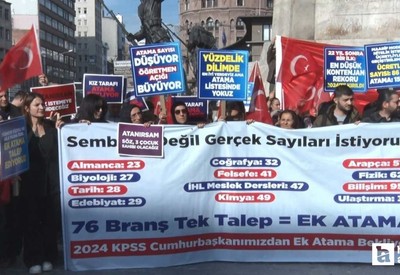 Ataması yapılmamış öğretmenler Ulus'ta eylem yaptılar