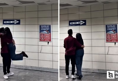 Ankara'da yeni akım: Metroya Tek Yön Karım tabelası asıldı!