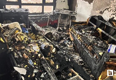 Mamak'ta iddialara göre 6. kattaki dairesini yakan kişi balkona çıkıp izledi!