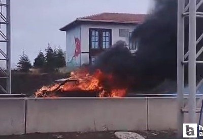 Pursaklar'da korkutan araç yangını!