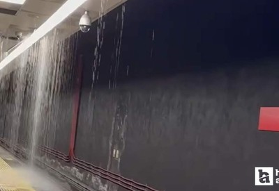 Keçiören Metrosu Adliye durağını bilinmeyen bir sebeple su bastı