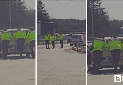 Ankara'da aracı çalışmayan sürücünün imdadına otoyol jandarması yetişti