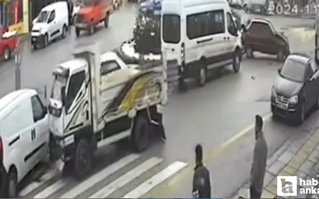 Ankara'da freni boşalan kamyonet 7 araca çarptı, 2 kişi yaralandı!