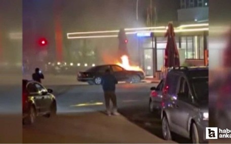 Polatlı'da park halindeki otomobilde yangın çıktı