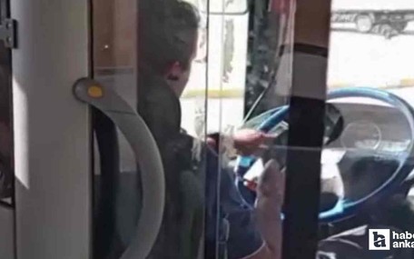 Sincan'da otobüs şoförü seyir halindeyken cep telefonuyla oynadı