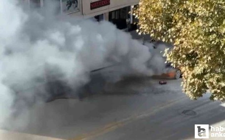 Mamak'ta seyir halindeki taksi alev aldı!