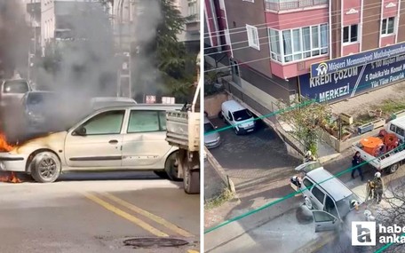 Sincan'da seyir halindeki otomobil alev aldı!