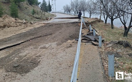 Beypazarı'nda heyelan meydana geldi, mahalle yolu ulaşıma kapandı