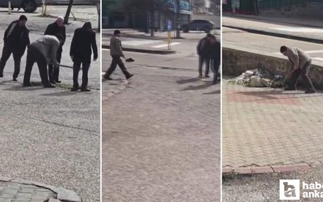 Mamak'ta vatandaşlar bozuk yollar için kolları sıvadı