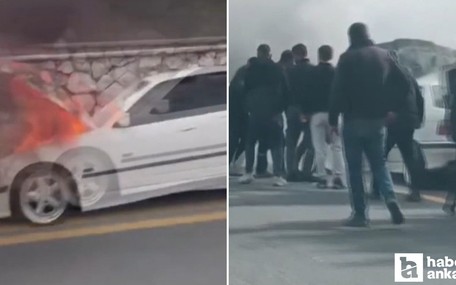 Ankara'da seyir halindeki araçta yangın çıktı!