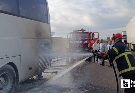 Ankara yönüne seyreden yolcu otobüsü alev aldı!