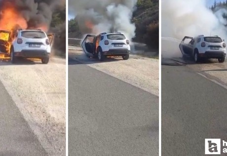 Çevre Otoyolu'nda seyir halindeki araçta korkutan yangın!