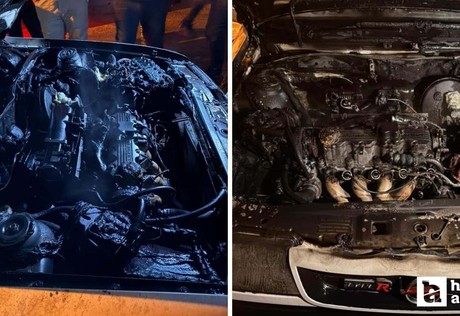 Kırşehir'de park halindeki otomobil alev alev yandı!