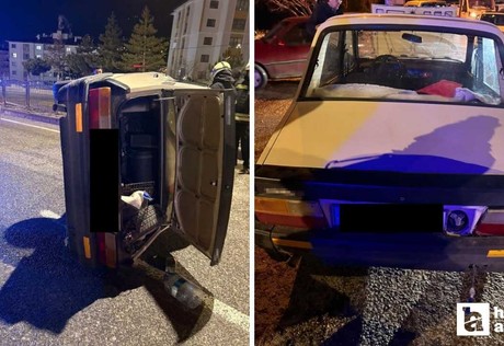 Yozgat'ta trafik kazası: Yan yatan araçta 3 kişi yaralandı