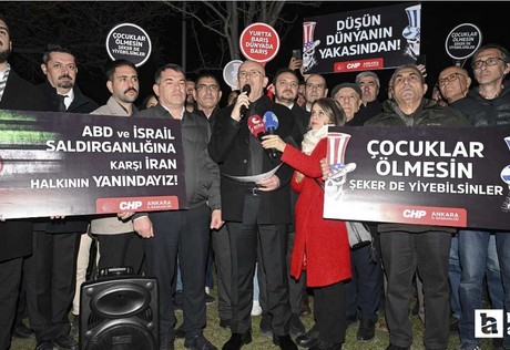 CHP Ankara İl Örgütü, ABD Büyükelçiliği önünde ABD'yi ve İsrail'i protesto ettiler