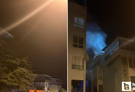 Polatlı'da bir binanın çatı katında yangın çıktı