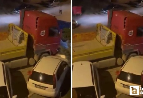 Pursaklar'da tır kazası: Park halindeki 9 araca çarptı