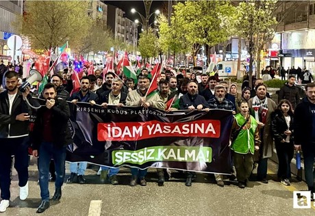 İsrail'in idam yasası Kırşehir'de Filistin'e destek yürüyüşünde protesto edildi