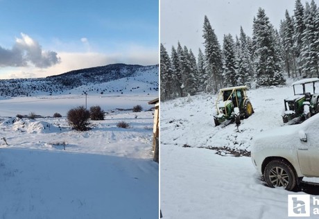 Beypazarı'nın yüksek kesimleri beyaza örtüyle kaplandı