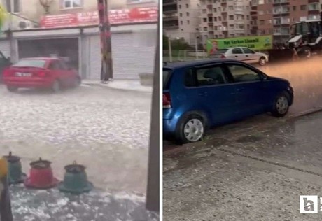 Bala'da akşam saatlerinde dolu yağışı bastırdı
