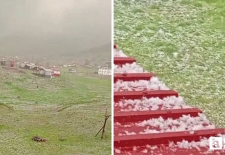 Çamlıdere'de Benli Yaylası, dolu ile beyaza büründü