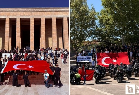 Motorcular Türk bayrağını Samsun'dan Anıtkabir'e taşıdı