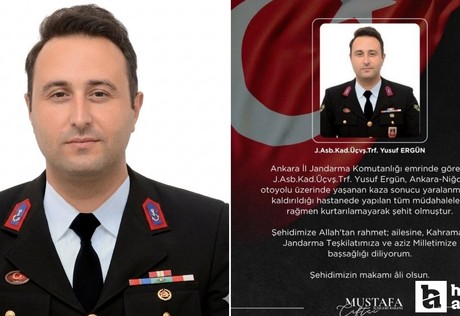Yoldaki lastikleri temizlerken aracın çarptığı Jandarma Astsubay Üstçavuş Yusuf Ergün şehit oldu