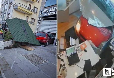 Keçiören'de kaza yapan araç müzik kursuna daldı!