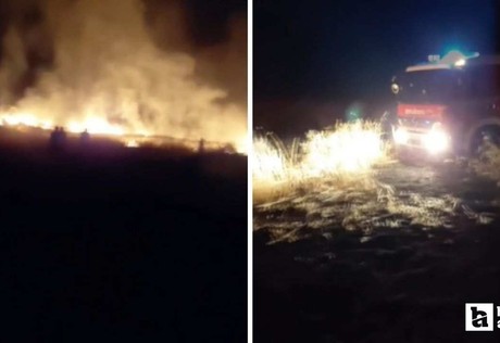Beypazarı'nda boş arazide çıkan yangın buğday tarlasına sıçramadan söndürüldü