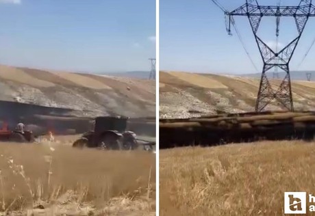 Ayaş'ta ekili arazide çıkan yangını mahalleliler söndürdü