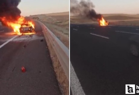 Ankara-Niğde otoyolunda korkutan araç yangını!