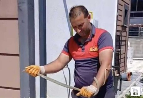 Yozgat'ta evin bahçesinde yakalanan yılan doğaya bırakıldı