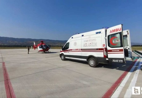14 yaşındaki hasta çocuk, ambulans helikopterle Tokat'tan Ankara'ya getirildi