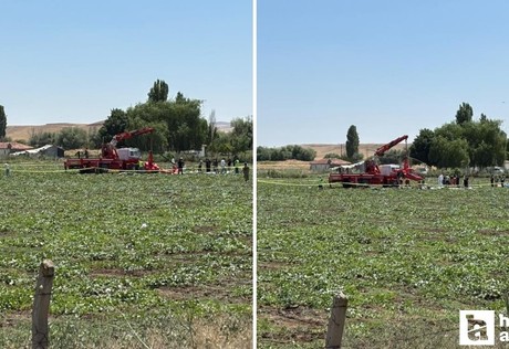 Sincan'da düşen eğitim helikopteri vinçle olay yerinden kaldırıldı