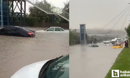 Ankara'da sağanak yağış başladı! Yollar göle döndü!