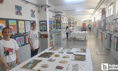 Ankara Nallıhan'da öğrencilerden yıl sonu sergisi