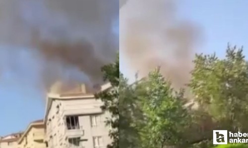 Mamak'ta bir apartmanın çatı katında yangın çıktı