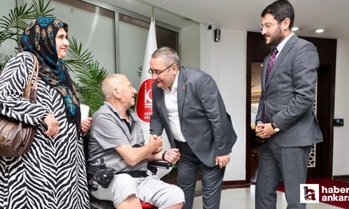 Keçiören Belediye Başkanı Mesut Özarslan Kıbrıs Gazisi Dur'u makamında ağırladı