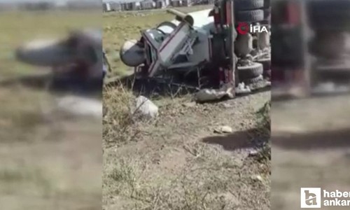 Ankara Sincan'da yüklü beton mikseri yola devrildi!