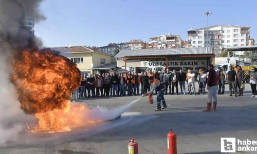 Mamak Belediyesi'nden acil durum yangın söndürme eğitimi