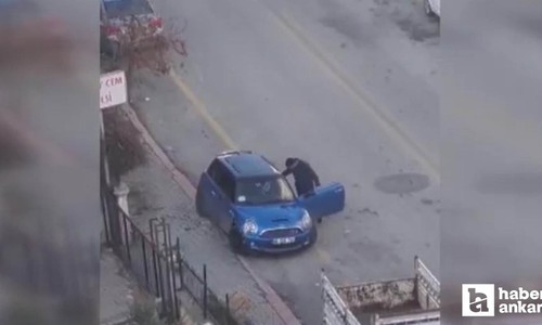 Ankara'da öfkeli sürücü kendi otomobilini parçalamak istedi!