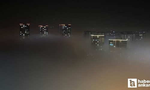 Ankara'da etkili olan sis bulutu havadan görüntülendi