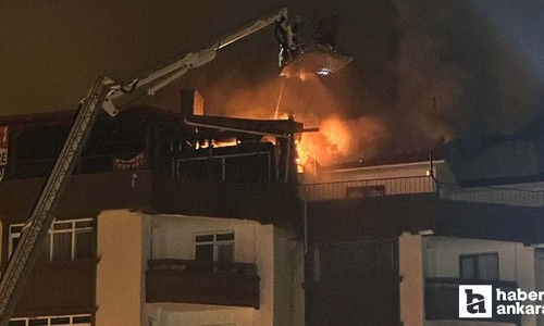 Ankara Kızılcahamam'da pansiyonun çatı katında yangın çıktı!