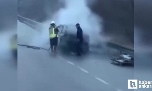 Ankara'da seyir halinde alev alan araçta yangın çıktı