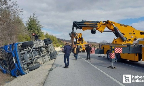 Eskişehir'de şarampole devrilen akaryakıt yüklü tırda sürücü hayatını kaybetti