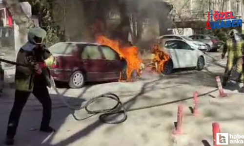 Bahçelievler'de araç cayır cayır yandı